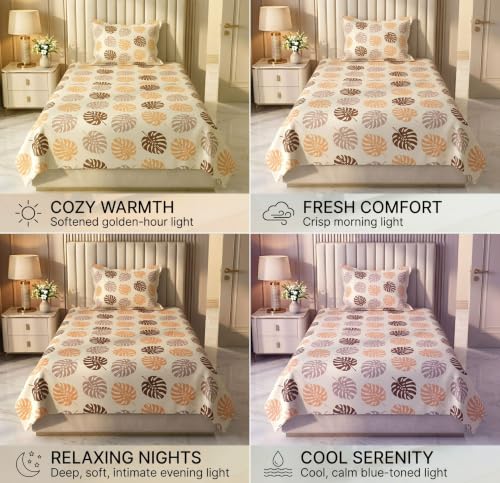 Image of HOMEKART Cotton Single Bedsheet with 1 Pillow Cover | 210 TC Premium Cotton Bed Sheet | Soft, Breathable, Lightweight & Wrinkle Resistant | 60 x 90 Inches Single Size Bedding