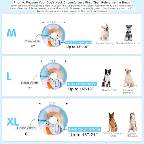 Image of BEAUTYZOO Inflatable Dog Cone Collar Alternative After Surgery, Soft Donut Recovery E-Collar for Large & XL Dogs Girls Boys, Adjustable Pet Neck Cone to Stop Licking Wounds, Light Blue L