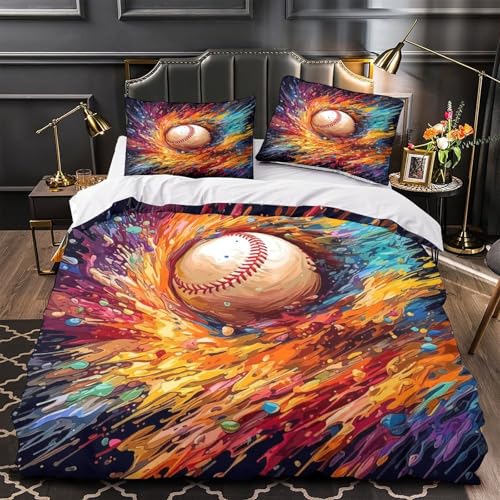 Housse de couette 3D baseball pour lit simple 140x200 cm
