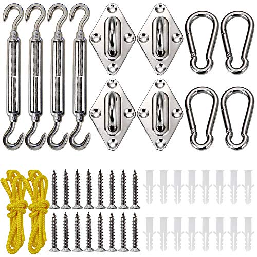 Shade Sail Hardware Kit, Stainless Steel Hardware Kit for Triangle Square Rectangle Sun Shade Sail Installation for Patio Lawn by GoosWexmzl - Used condition - US$13.87