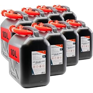 KOVA 8x Benzinkanister 10L SCHWARZ Kunststoff Dieselkanister Reservekanister Kraftstoffkanister 10 L Liter ltr Wasserkanister für Benzin Diesel Wasser AdBlue 10-Liter-Kanister Petrol Can Kanister