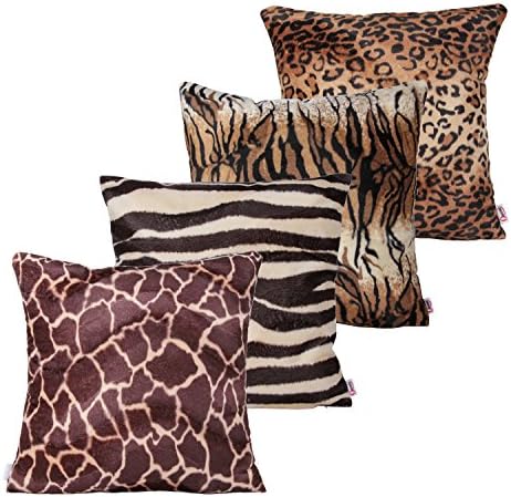 Queenie® - 4 Pcs Faux Fur Throw Pillow Covers Cushion Cover for Sofa Pillow Case Available in 5 Colors and 6 Different Sizes (24 x 24 inch (60 x 60 cm), Bundle Set C of 4)