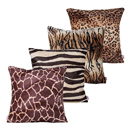 Queenie® - 4 Pcs Faux Fur Throw Pillow Covers Cushion Cover For Sofa Pillow Case Available In 5 Colors And 6 Different Sizes (24 X 24 Inch (60 X 60 Cm), Bundle Set C Of 4) #TOP3
