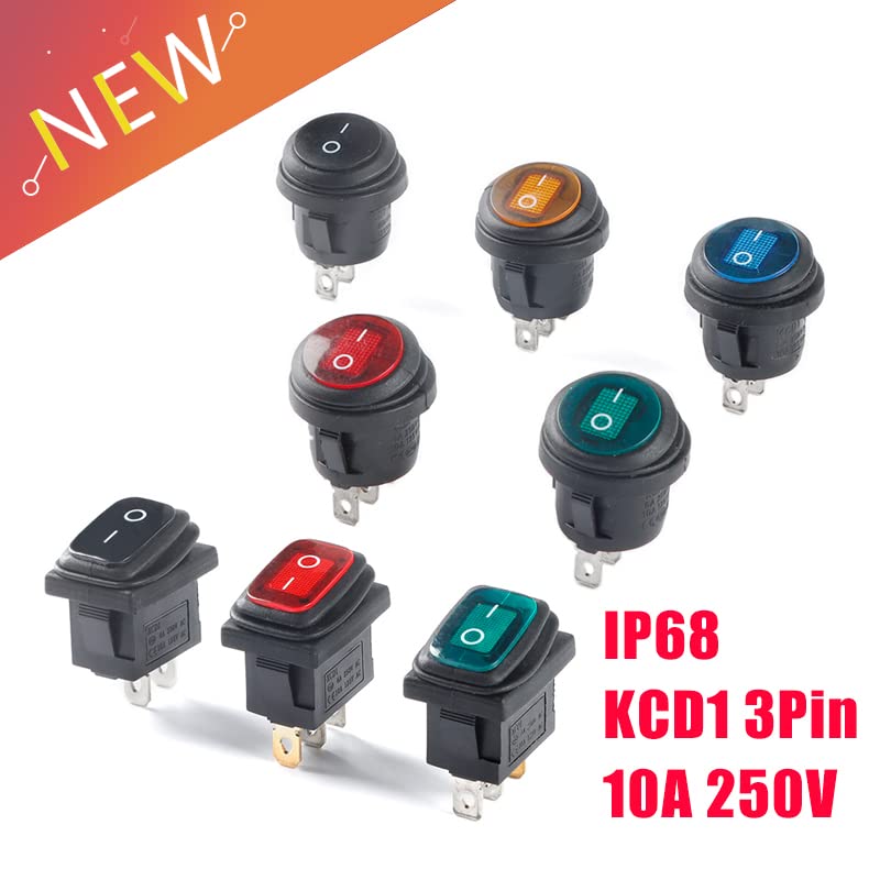 1ON/Off Power Switch 10A 125V 250V AC Sealed Waterproof Auto Boat Marine Toggle Rocker Switch Mini Toggle Switch - (Color: Black)