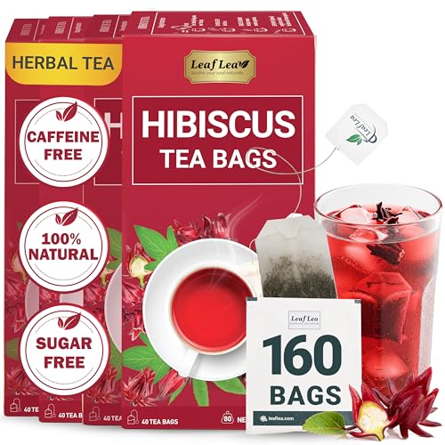 Image of LeafLea Hibiscus Tea Bags, 100% Natural Flower, 160 Count
