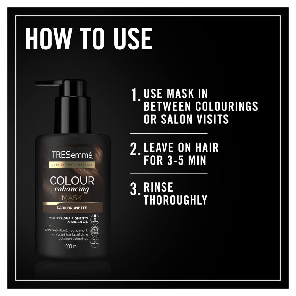 TRESemm Hair Mask Nourishes and Works Colour Preservation Dark Brunette With Semi-Permanent Colour Pigments and Argan Oil, Enriched with UV Filter 200ml - Image 4