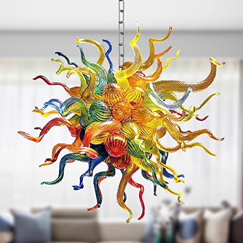 Luxury Color Murano Glass Art Chandelier, Diam 28 inch Modern