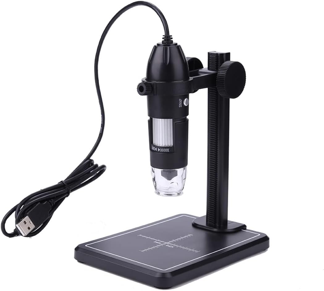 Microscope Accessories Kit 1600X USB Digital Microscope 8 LEDs 2MP Electronic Microscope Zoom Camera Lift Stand Adapter Microscope Slides