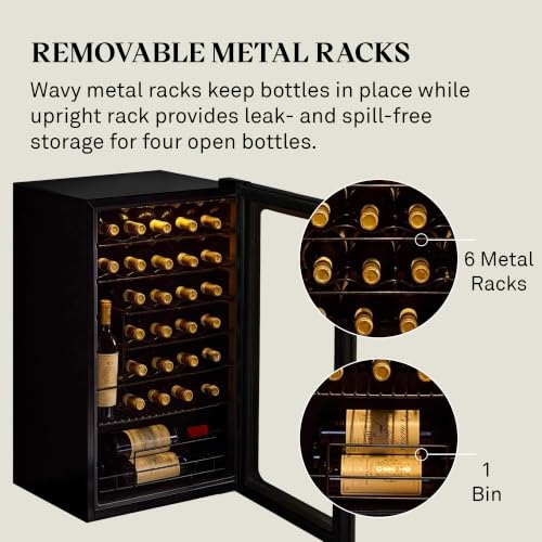 Image of Wine Enthusiast 33-Bottle Compressor Wine Cooler w /Upright Bottle Storage - Freestanding 3.3 Cu. Ft. Wine Refrigerator, LED Digital Control Panel, Energy-Efficient Cooling of 41-64F