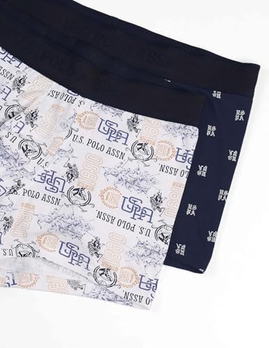 Image of U.S. Polo ASSN. Mens OET16 Cotton Stretch Brand Printed Underwear Trunks - Pack of 2