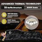 0 20 Degrees F Down Sleeping Bag for Adults,4 Season Rectangle Down Sleeping Bag for Camping Hiking - Image 3