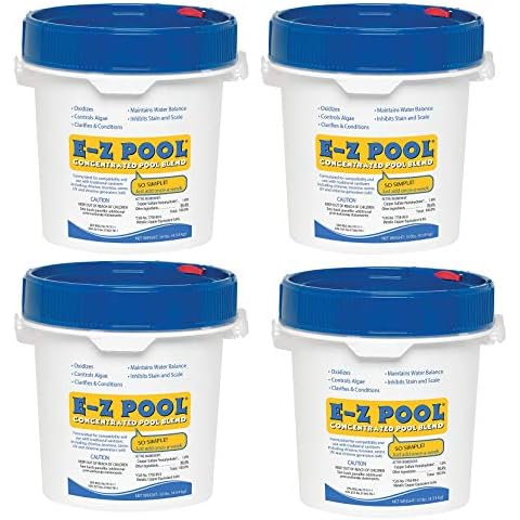 E-Z Pool Weekly All in 1 Concentrated Outdoor Swimming Pool Care Solution Blend with Copper Sulfate Oxygen Enriching Formula, 10 Pound Bucket (4 Pack) Cover
