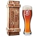 G GRAVURXXL Leonardo Weizenbierglas in Holzkiste - mit Gratis-Gravur von Bierlogo + Name + Jahr | Bier-Geschenke Geburtstagsgeschenk (B1)