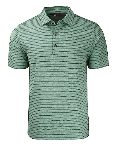 Cutter & Buck Forge Eco Heather Stripe Stretch Recycled Mens Polo Hunter Heather XL