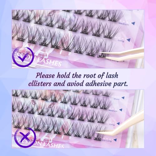 Gollee Self Adhesive Eyelashes 10-16mm | No Glue Needed Pre-Glued Lash Clusters | 48 Clusters Wispy Natural Look | Reusable Beginner Friendly No Residue - Image 9