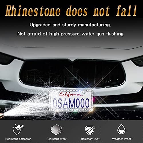 Murimt Bling License Plate Frame For Women,2 Pack Stainless Steel Rhinestone License Plate Frames | Holder Handmade Glitter Crystal Diamond Lincense Plate Cover For Girl Bedazzled Sparkly (White)… #TOP3