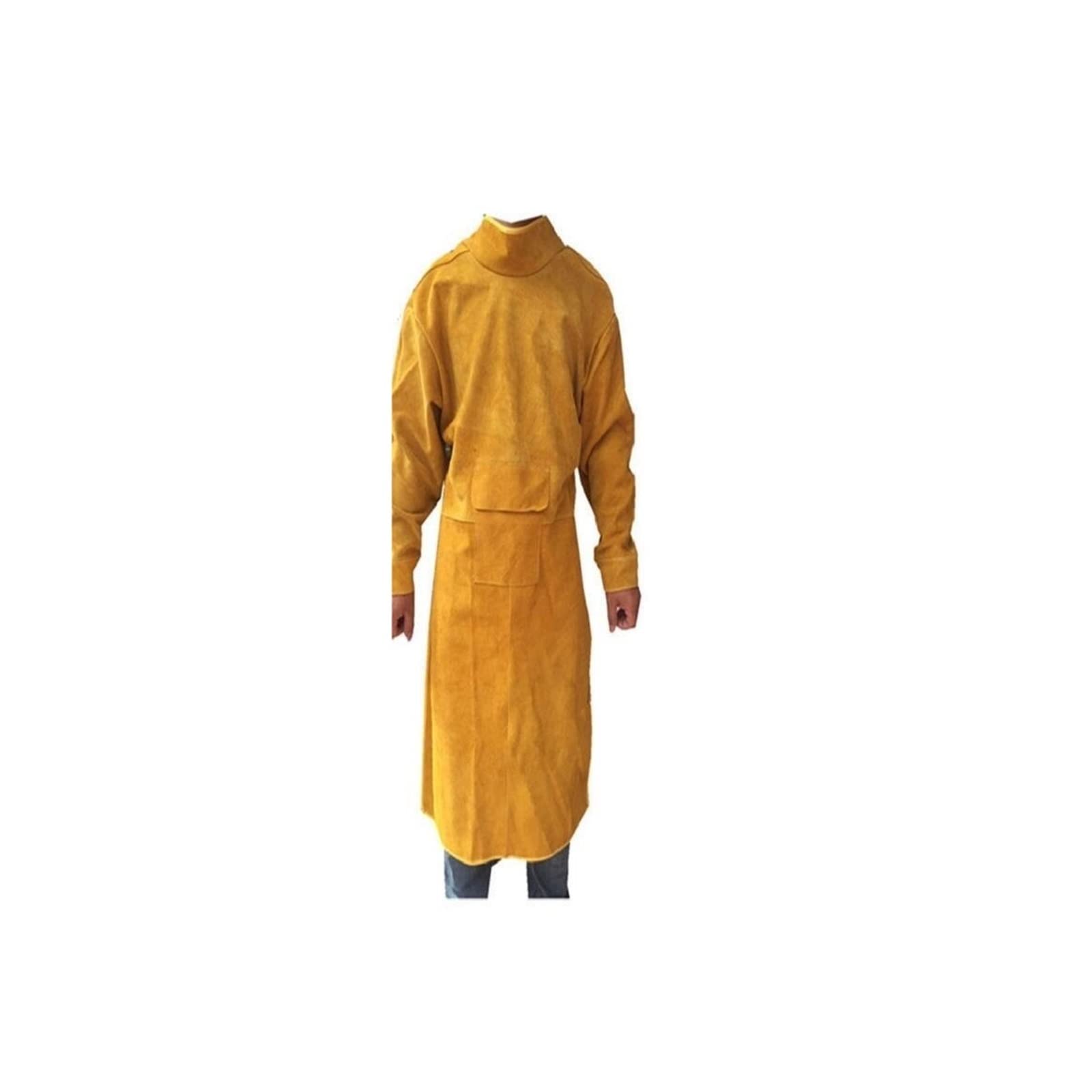 Soldador de cuero ropa soldadura llamadas soldador retardante en general siam del delantal traje protección metal líquido(Yellow stand collar,L)
