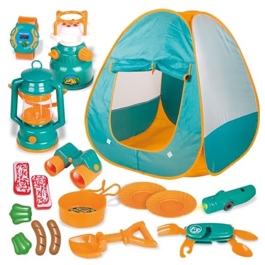 FUN LITTLE TOYS Kids Play Tent, Pop Up Tent with Kids Camping Gear Set, Outdoor Toys Camping Tools Set for Kids