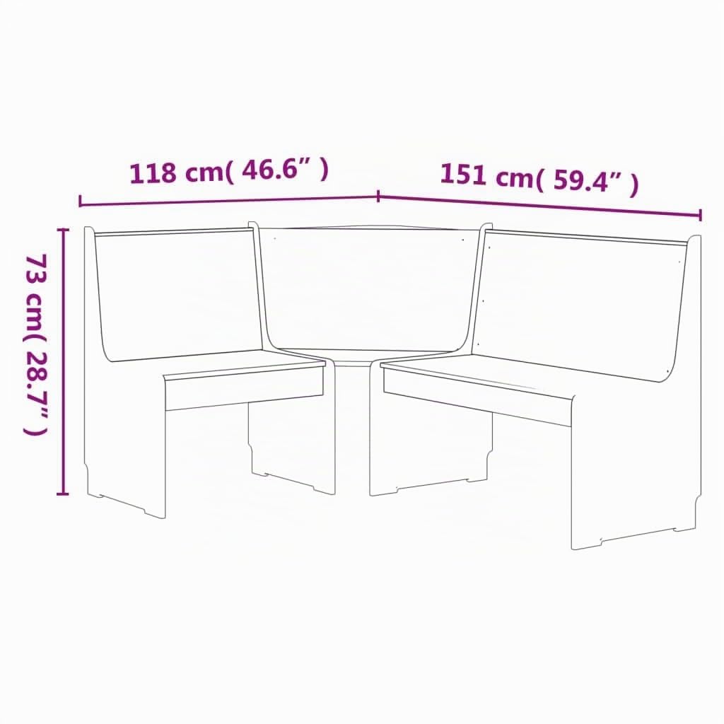 Banco esquinero de madera maciza de pino marrón miel de 151 cm
