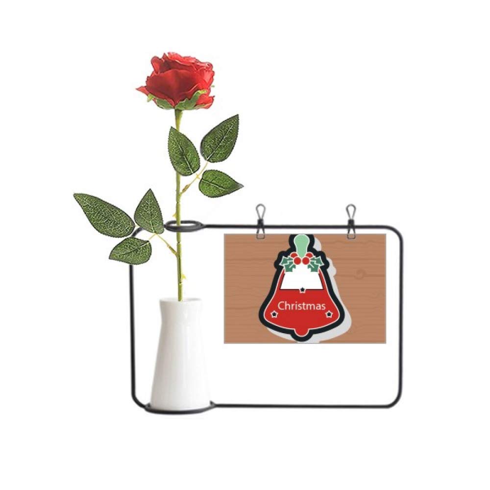 Icône de Noël avec cloche et rose artificielle suspendue pour vase et bouteille déco
