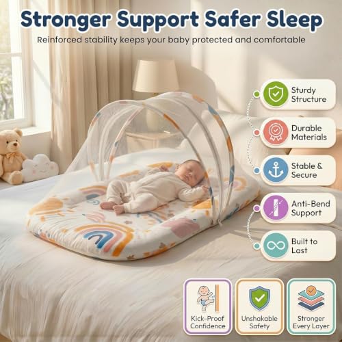 Image of StarAndDaisy 3 in 1 Baby Mosquito net for Sleeping, Mosquito net for Newborn Baby with Washable Design, Soft and Comfortable Bed.