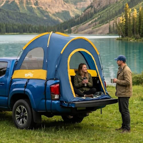 Image of Pickup Truck Tent for Camping 5.5-5.8FT Bed, PU2000mm Waterproof Truck Bed Tent with Rainfly, Comfortable and Roomy Pickup Bed Tent for 2 Person Car Camping