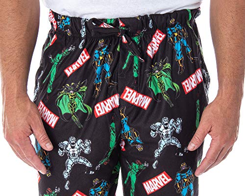 Marvel Men's' Vintage Comic Villains Thanos Red Skull Hela Ultron Allover Pattern Lounge Sleep Pajama Pants2