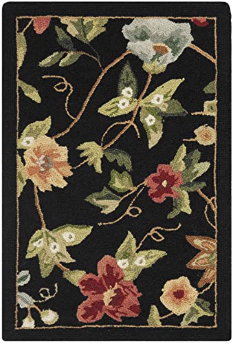 SAFAVIEH Chelsea Collection Accent Rug - 1'8' x 2'6', Black, Hand-Hooked French Country Wool, Ideal for High Traffic Areas in Entryway, Living Room, Bedroom (HK311A)