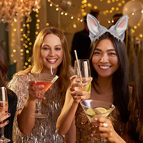 Bnlides Handmade Fur Rabbit Ears Headwear Women Men Cosplay Costume Party Cute Head Accessories For Halloween (Long Ears Grey) #TOP2
