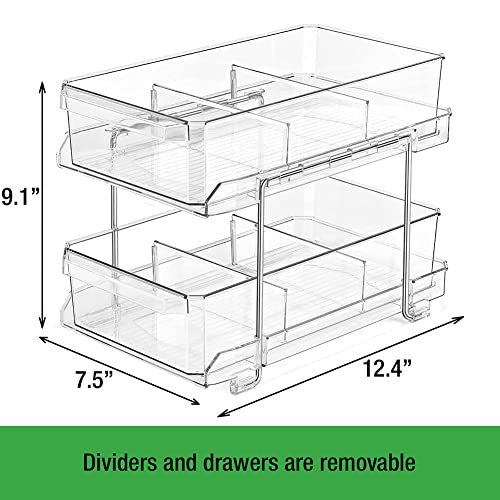 OnDisplay Organizador Acrílico de 2 Niveles para Cosméticos/Baño/Despensa/Refrigerador con Divisiones - Bandeja Organizadora para Encimera de Baño, Bajo Fregadero, Interior de Armario, Cocina miniatura 3