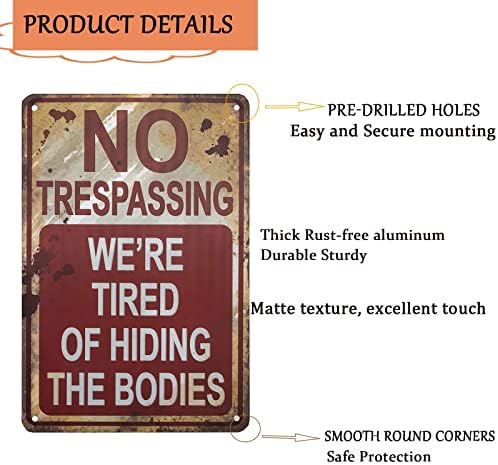 JelyArt Halloween Funny Men Signs Funny Metal Yard Sign Cool Signs No Trespassing Signs, Garden Outdoor Private Property Yard Signs Retro Old Vintage Bar Home Decor