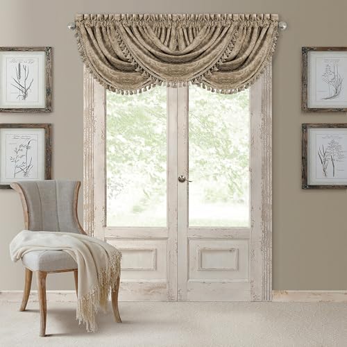 Elrene Home Fashions Antonia Cantonnière de fenêtre en Forme de Cascade avec Pompons Motif Floral...