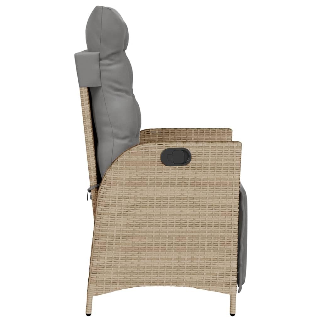 vidaXL Rozkładany fotel ogrodowy z podnóżkiem, mieszany beż, rattan PE, fotel ogrodowy, fotele ogrodowe, fotel rozkladany, fotel rozkładany