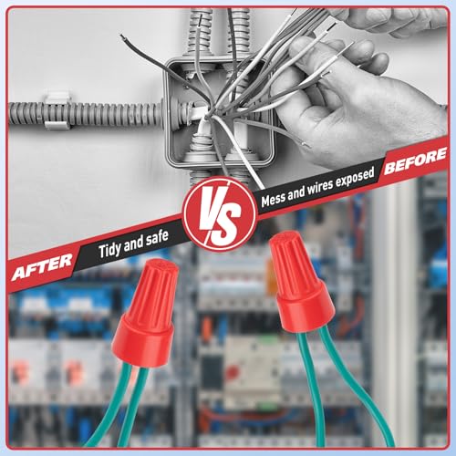 image for Crweety 100 Pcs Red Wire Connectors Nuts, 18-10 AWG Electrical Wire Co