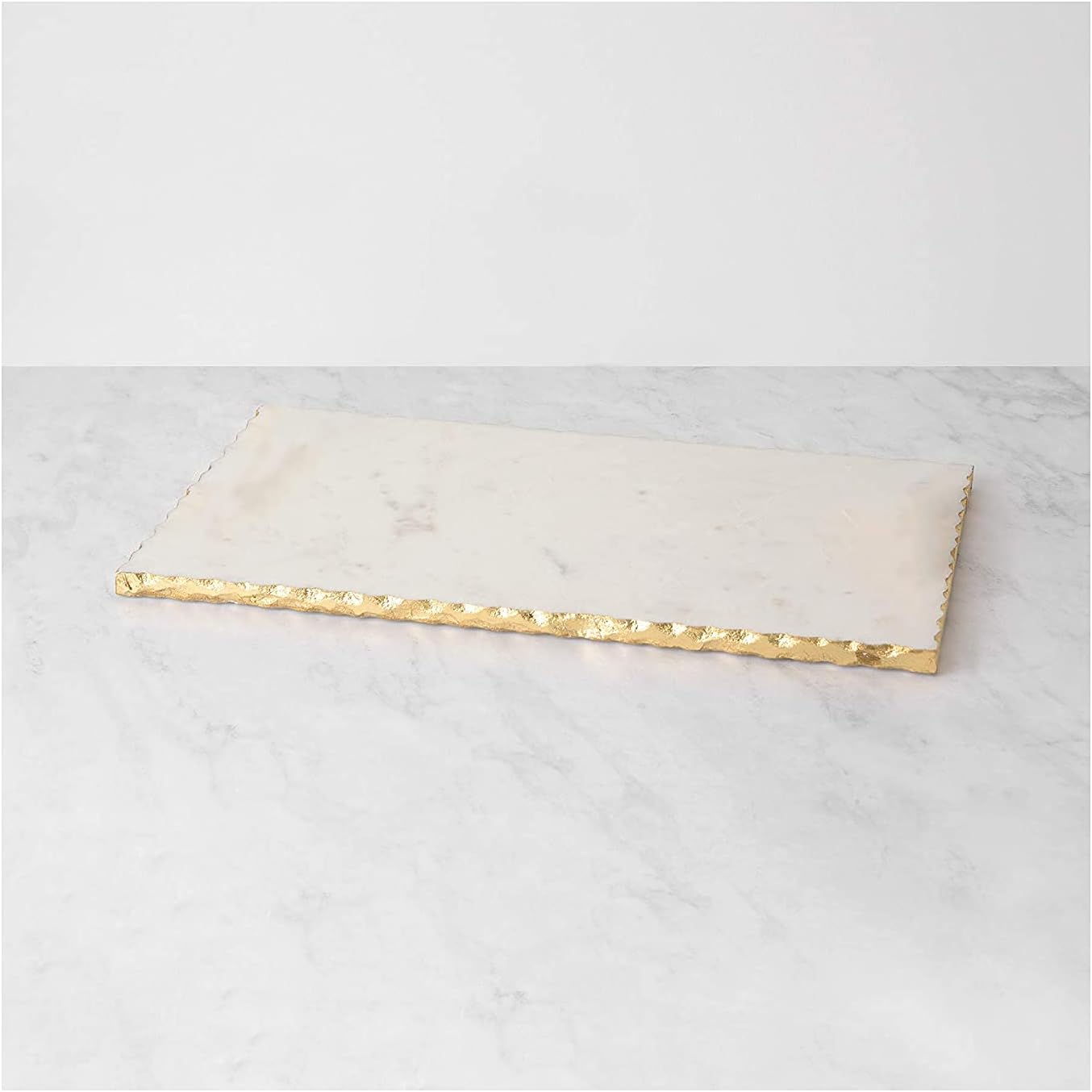 Natural Marble Cheese Board with Golden Foiling - 12 x 6 Inches