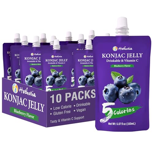 Hethstia Konjac Jelly Pouch Blueberry Flavor, 10 Pack Drinkable Fruit Snack - image 1
