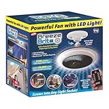 Breeze Brite Ceiling Fan with LED Light, No Tools - Screw into any light socket 3 Speed Settings, 3 Brightness Settings up to 2100 Lumens...
