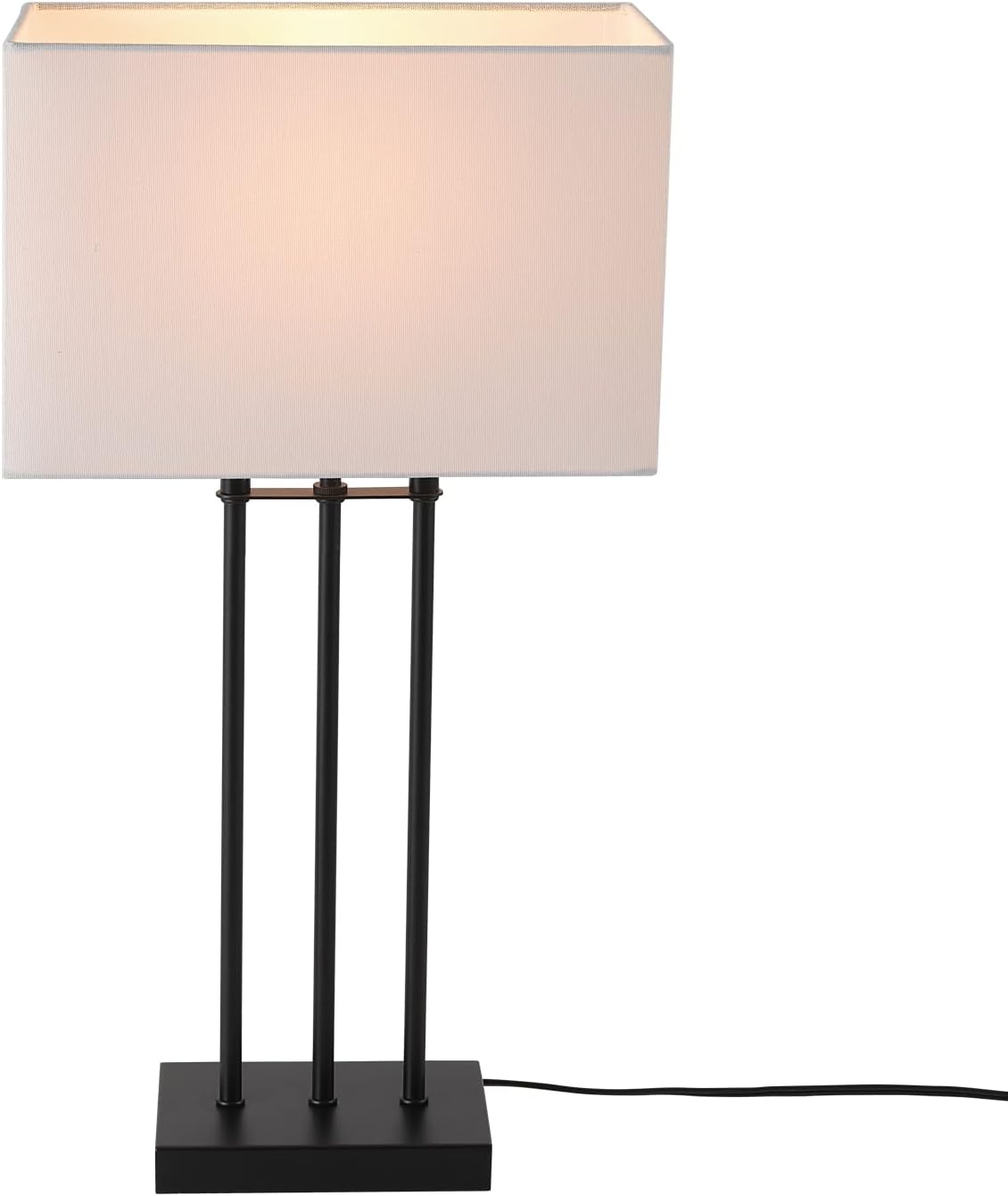 Globe Electric 67528 24" Table Lamp, Matte Black, White Fabric Shade, On/Off Switch on Socket, Table Lamp for Living Room, Home Décor, E26 Light Bulb, Lamps for Bedrooms, Table Lamp, Minimalist : Everything Else