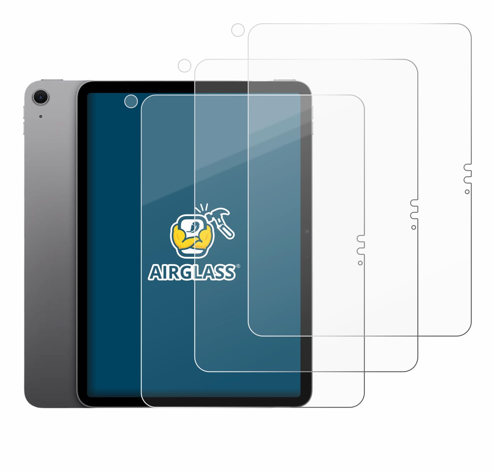 BROTECT 3 Stück Schutzglas für Apple iPad Air 11" M3 2025 | (Display+Kamera) Transparenter Displayschutz Made in Germany, Schutzfolie Panzer Folie Glas 9H Einfache Montage Clear