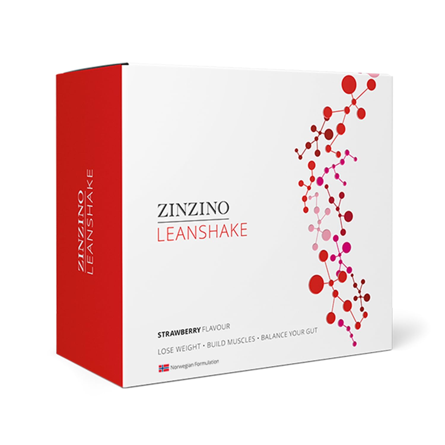 Zinzino LeanShake Strawberry - Whey Protein Powder for Healthy Body Balance, Muscle Building & Gut Health - Lean Body Protein Shake - (16 x 30g)