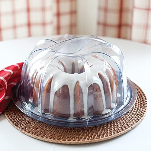Deluxe Bundt pudełko do przechowywania ciast, akrylowe pudełko do przechowywania oryginalnego tortu, wysokiej jakości pojemnik do przechowywania ciasta Made in USA, kolor: przezroczysty