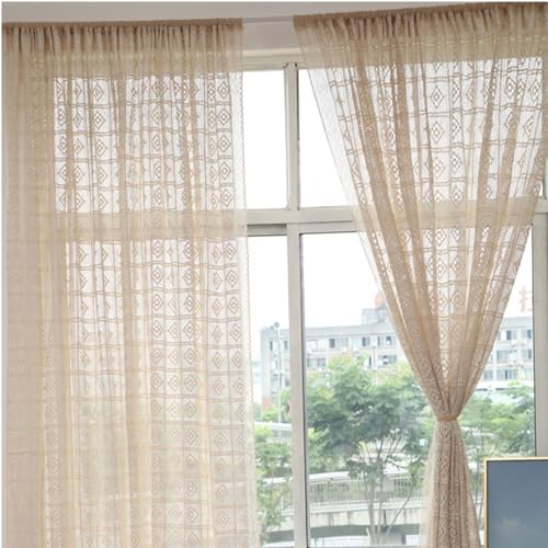 Yizunnu Rideau de fenêtre Vintage en Coton Beige Style bohème Chi...