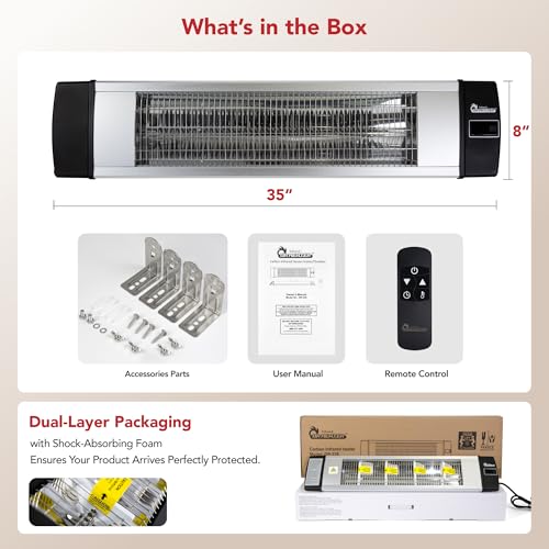 Image of Dr Infrared Heater Carbon Infrared Patio Heater, Indoor and Outdoor (120V / 1500W, Silver)