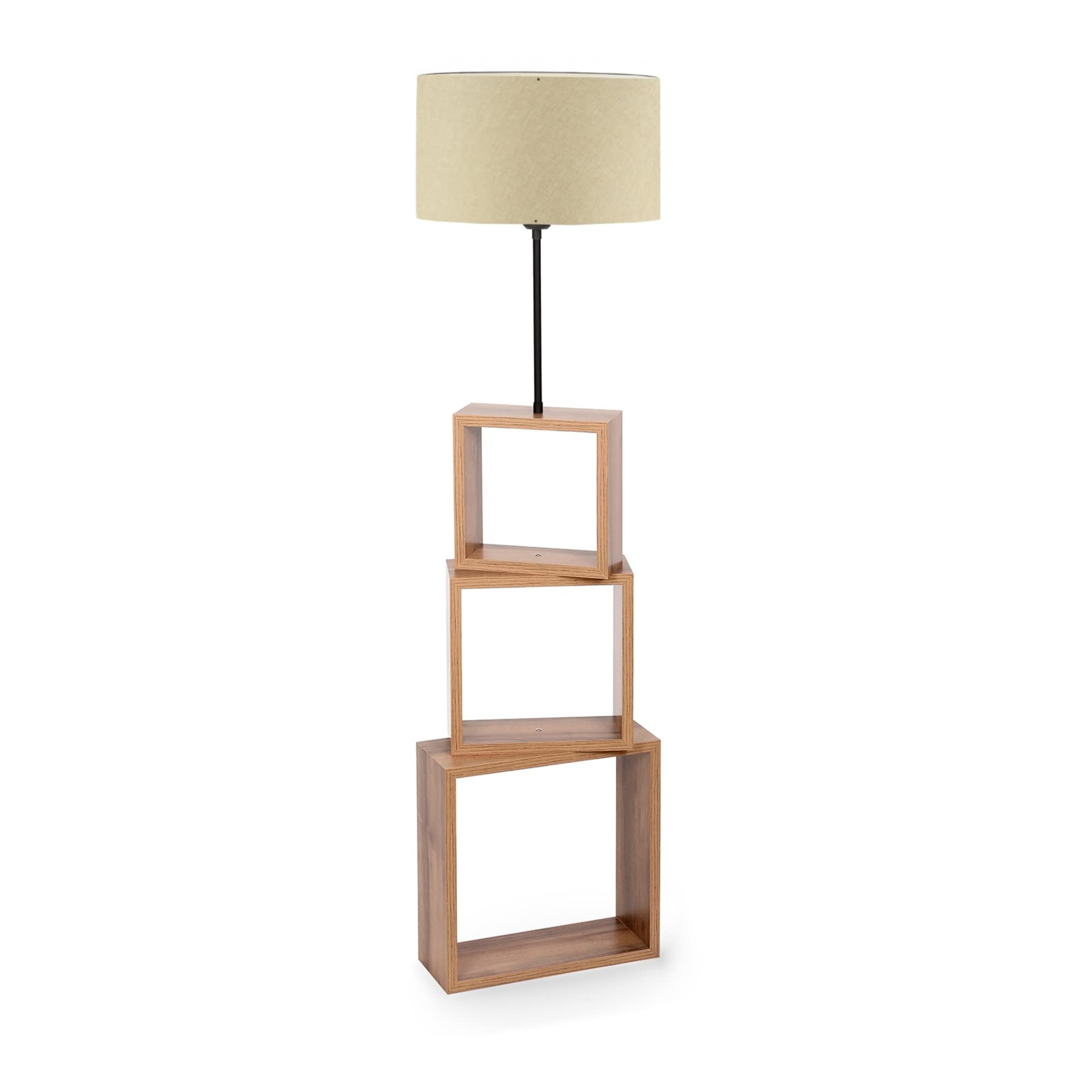 lux.pro Lampa stojąca Mansfield lampa stojąca 1 x E27 lampa podłogowa do salonu sypialni z 3 półkami kremowa