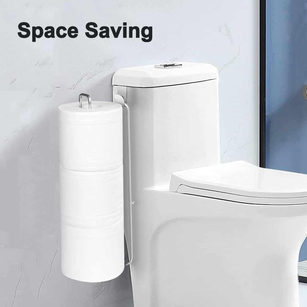 Bathroom Toilet Paper Roll Holder for 3 Roll Tissue, Brushed Nickel,Over The Tank Toilet Paper Holder,Self Adhesive Toilet Paper Holder Storage Wall Mount,Stainless Steel Toliet Paper Holder（2 Pcs）