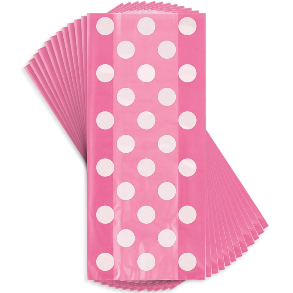 unique party Dots Cello Bag 30-Pieces, Hot Pink 62065