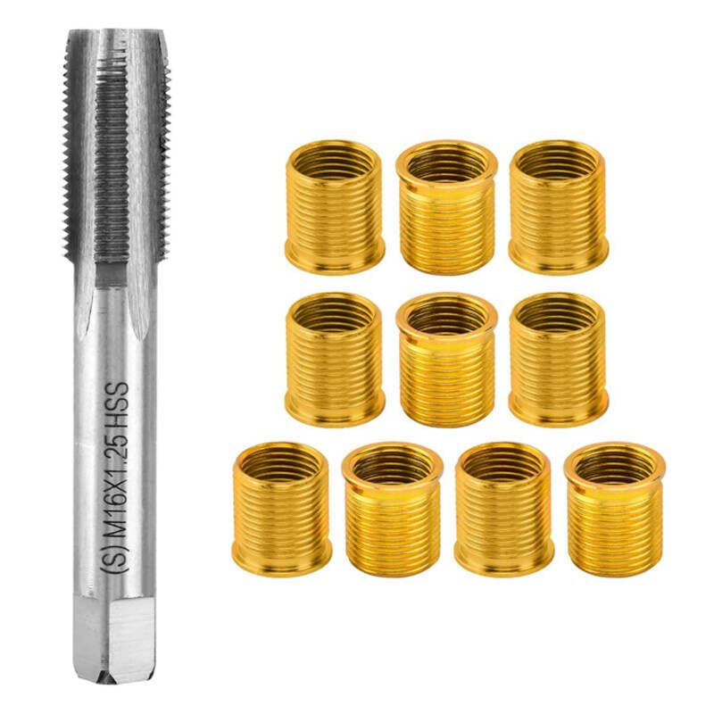 zuylikxy Helicoil Thread Repair Kit M14x1.25, Thread Spark Plug Thread Repair Kit, Efficiently Repair Damaged Spark Plug Threads in Gasoline Engines, Generators, Diesel Engines(11PCS)