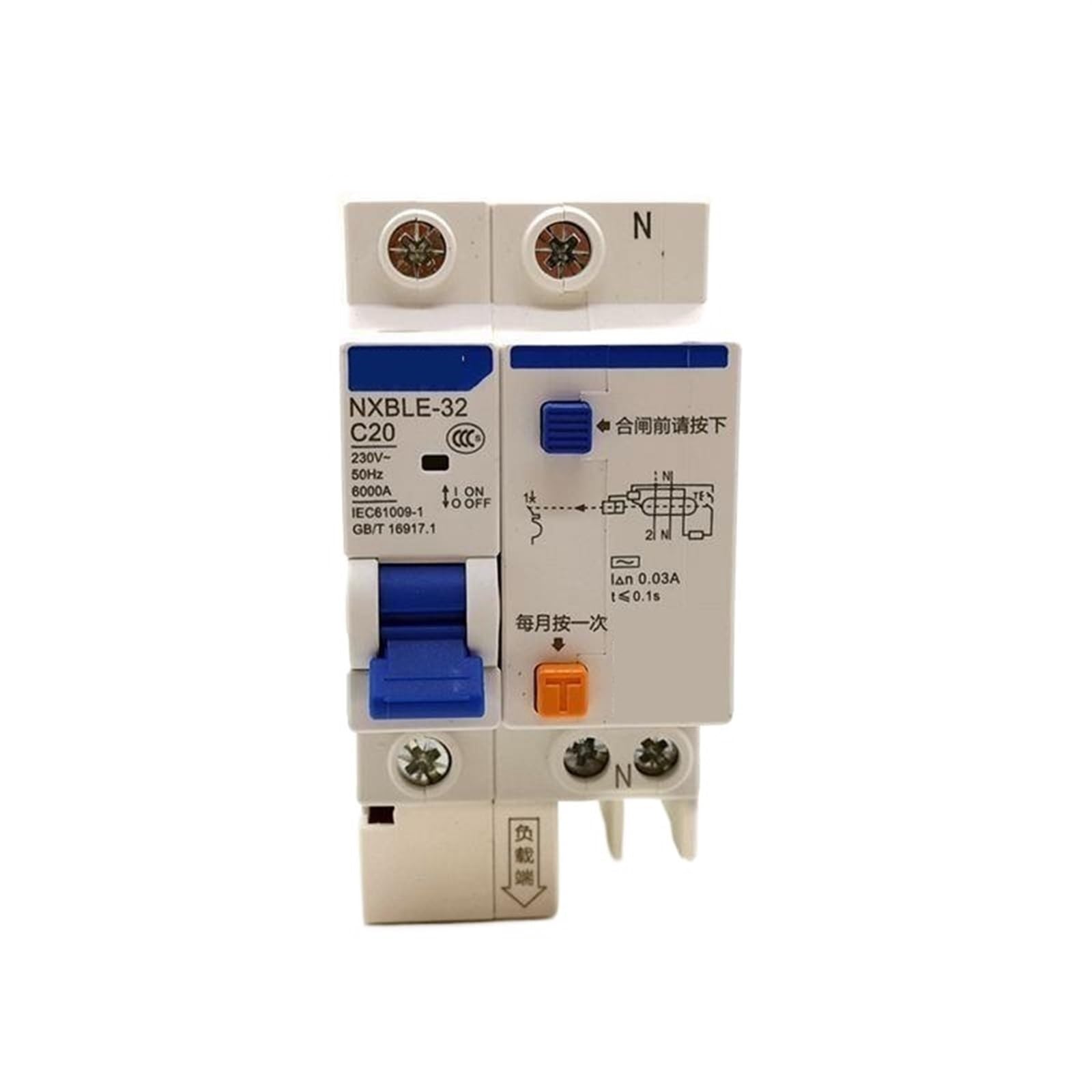 NXBLE-32 1P+N wyłącznik wyłącznik NXBLE-32 1P+N 30mA C6A 10A 16A 20A 25A 32A wyłącznik różnicowoprądowy 1 szt. (rozmiar: C16A)