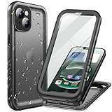 Cozycase iPhone 15 用 ケース - iPhone 15 用 防水ケース - 完全防水 防塵 2m 耐衝撃 360度 全面 両面 軽量 米軍 カメラ保護 ストラップ付き 海 お風呂 水中撮影 洗濯可能 iPhone15 用 ケース - 最強 頑丈 人気 ワイヤレス充電 アイホン15 用 ケース iPhone 15の携帯カバー「2眼レフ-6.1インチ-黒」