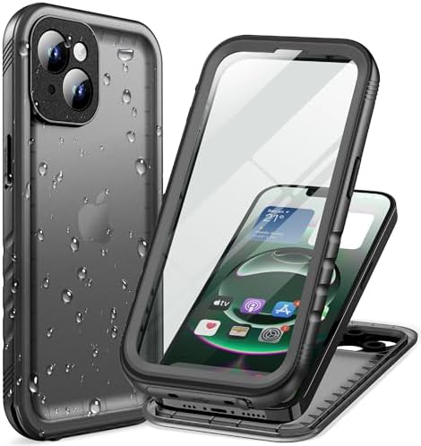 Cozycase TOP Militärschutz wasserdichte 360 Hülle Für iPhone 15, Schwarz | Outdoor Panzerhülle Full Armor Case, Vorne Hinten Komplett Schutz, Soßfest Staubschutz Baustelle Waterpro